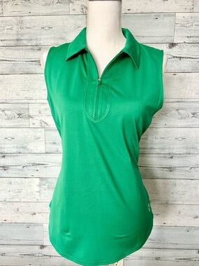 Jofit Sleeveless Zip Polo Tank in Bright Green